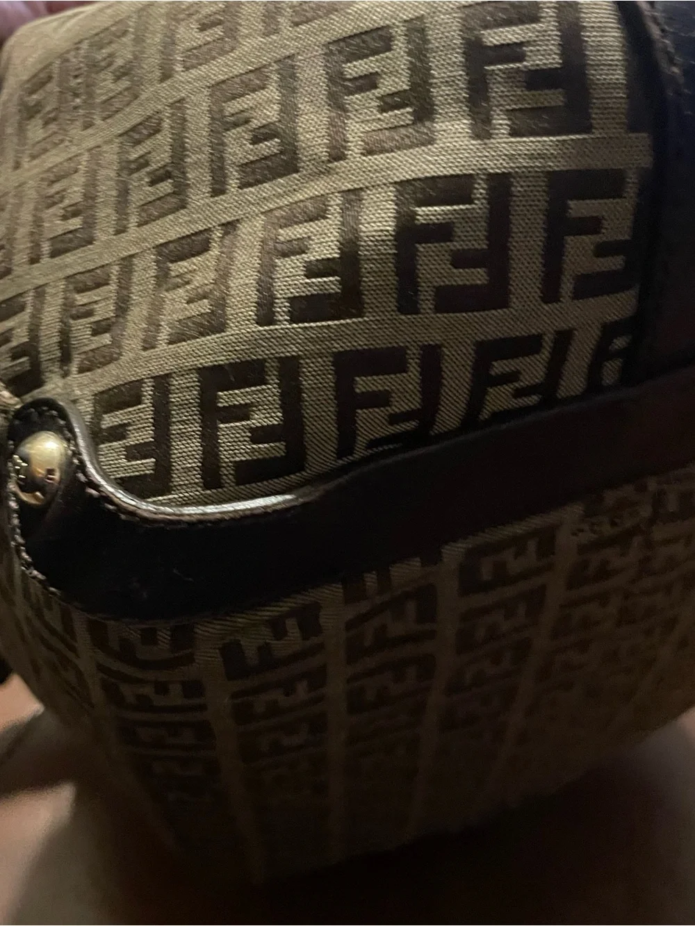 Fendi Brown Monogram Hobo with Braided leather Handle and Gold Hardware